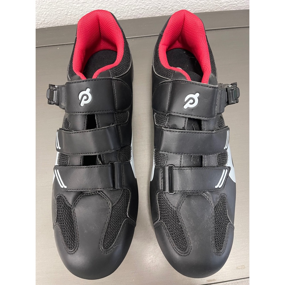 Peloton Cycling Shoes Black Red White EU 46 US Women 13.5 Men 12 with Cleats